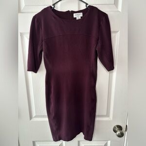 Women’s Purple Carmen Marc Valvo Wine Half Sleeve Sweater Dress Size 8